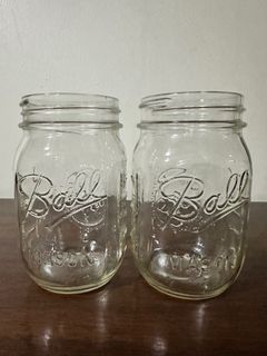 Vintage Ball Mason Jar Glass with Fruit Design 12oz