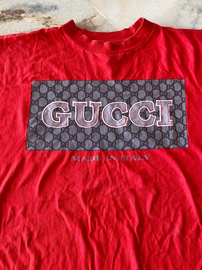 Vintage Gucci Spellout Shirt Men s Fashion Tops Sets Tshirts Polo Shirts on Carousell