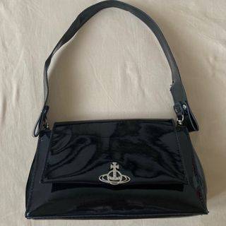 Vivienne Westwood Hazel Black Patent Medium Shoulder Bag