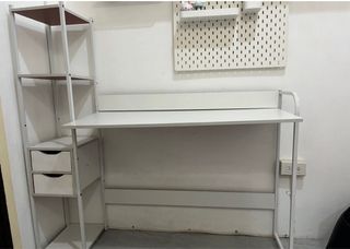 white study computer table with shelf drawer