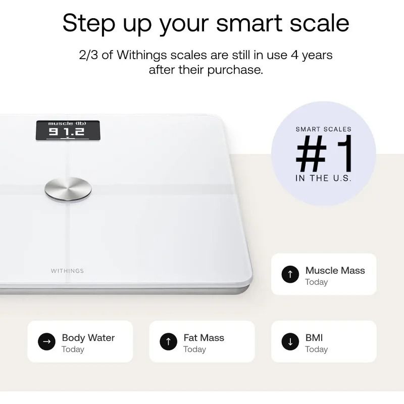 Withings Body+ Wi-Fi bathroom scale for Body Weight Digital Scale and ...