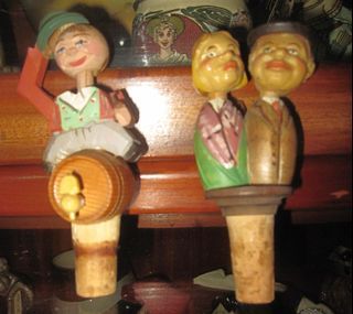 1950's Anri Hand Carved Mechanical Bottle Stoppers