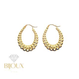 3.16 grams 18K Gold Croissant Oval Loop Earrings Pawnable