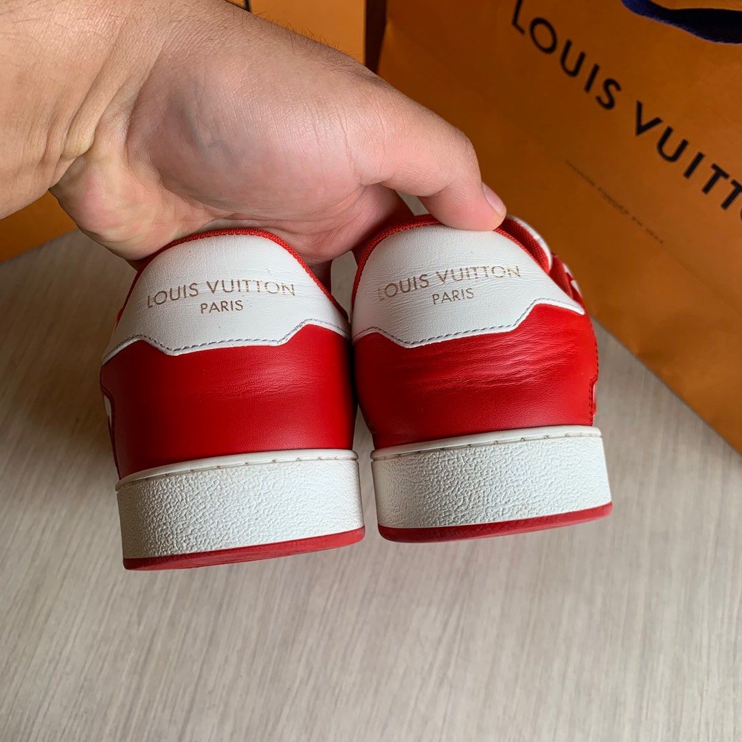 Fixed Price Louis Vuitton Rivoli Sneakers Red Calf Leather Damier Embossed size 7 EU41 2023 Men s Fashion Footwear Sneakers on Carousell