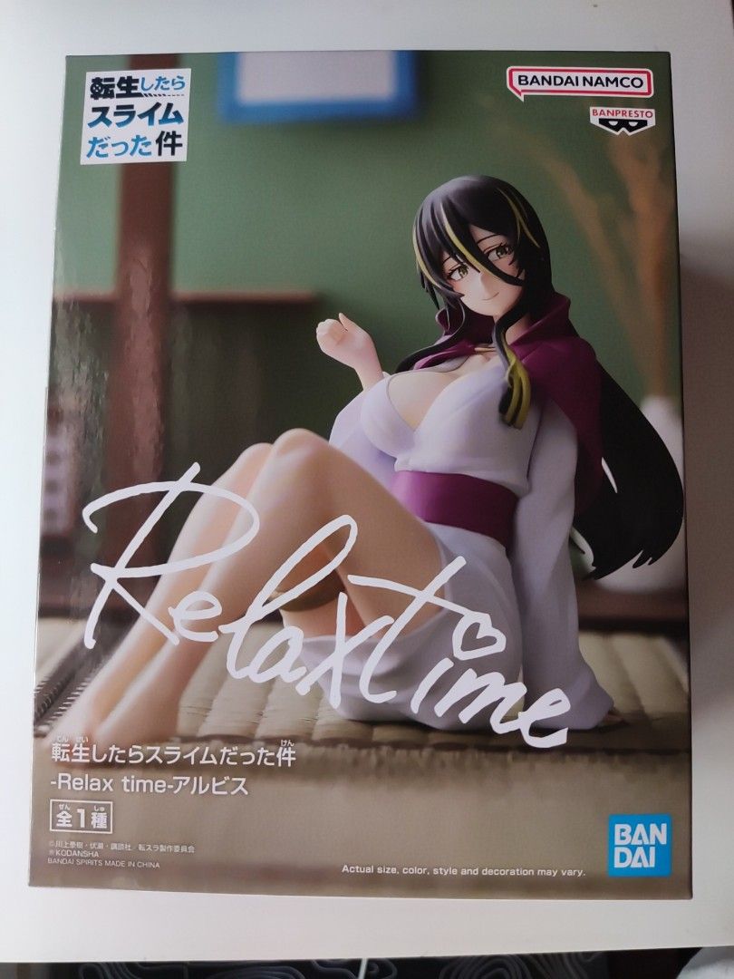 Albis Slime Isekai Relax time Figure MISB (Category: Designer & Blind Box Toys) located in Balagtas. Submitted by eloicat (Listing ID 1310680304, Image 1). Description: Genuine, bought from authentic shops MISB Box Condition: 10/10 Figure Condition: 10/10 light marking on shoe MOP: Online Transfer Only.