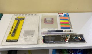 Art materials  / notebook / color pen /cutter pens / book tab / laminating film