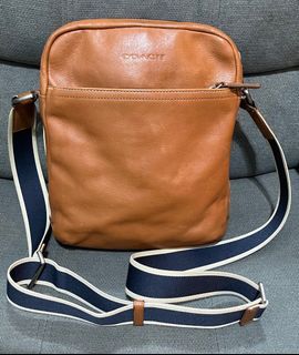 Auth Coach Charles Fligh Mens Leather Messenger Bag