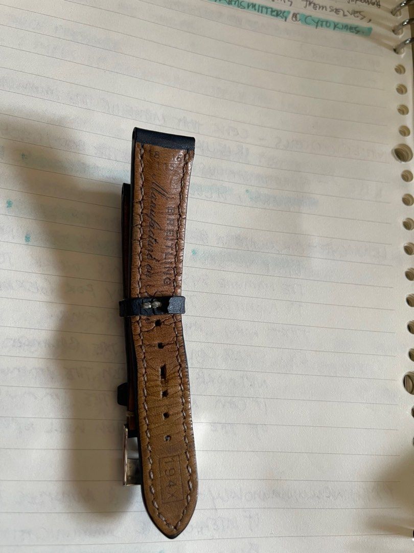 Authentic Breitling Leather watch strap (Category: Luxury Watches) located in Paranaque City. Submitted by iloveflowers888 (Listing ID 1310659174, Image 2). Description: Genuine leather Color: dark blue For 36mm size Brand new price : 15,000 In very good condition Leather is not expired 🙂.
