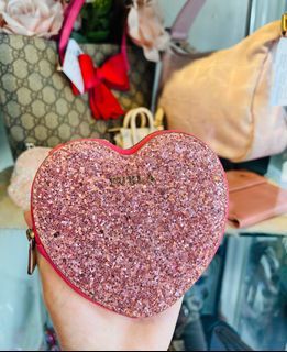 Authentic💯 Furla Heart Glittery Coin Purse/Bag Charm/Key Holder