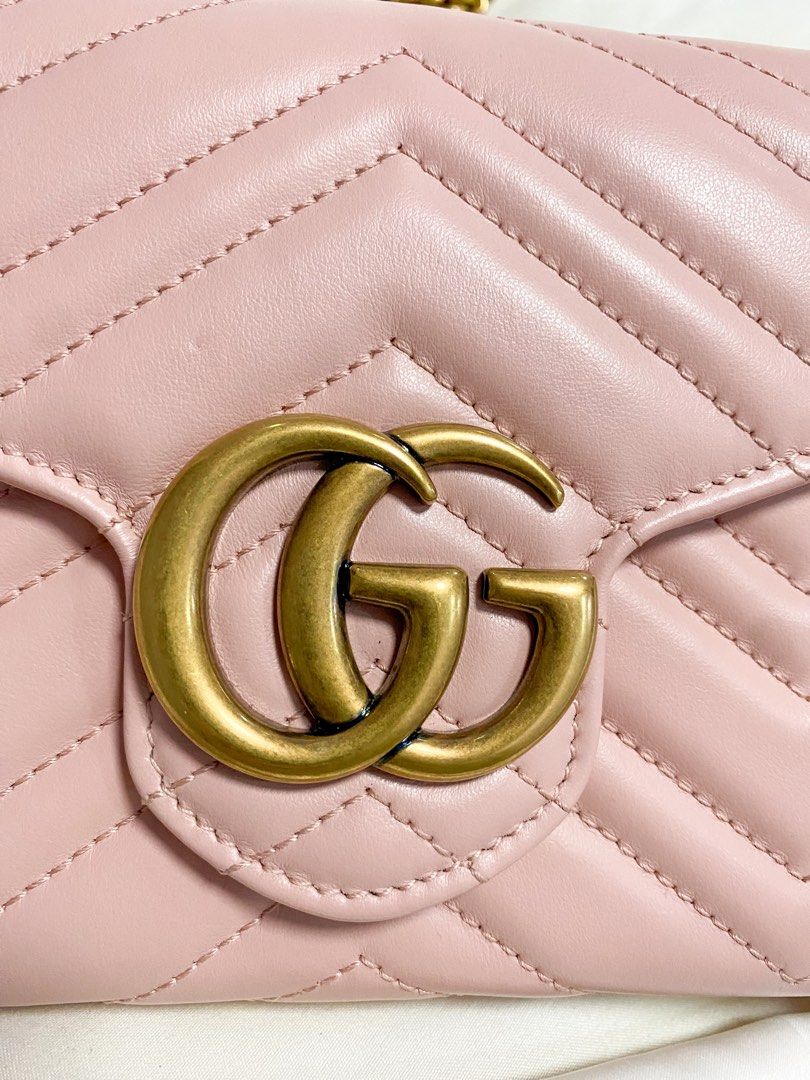 Gucci marmont wallet on chain pink hot sale