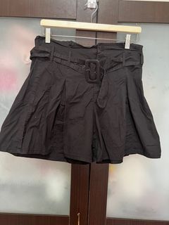 Belted Black Shorts