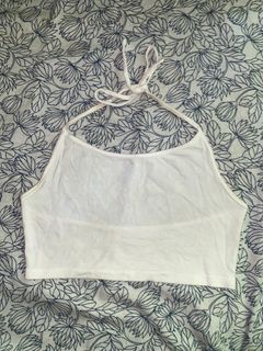 Bershka white halter croptop