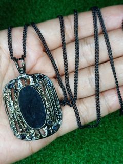 Black Stone & Chain  Necklace  from Japan