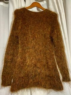 Brown Fuzzy Furry  Knitted Sweater