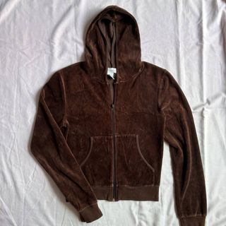 Charlotte Russe Velvet Zipped Hoodie