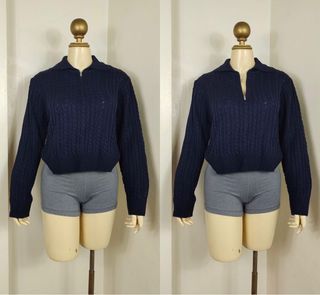 CHUNKY CABLEKNIT HALF-ZIP SWEATER