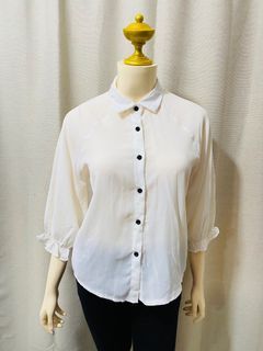 Code: B14-38 White 3/4 Casual Blouse