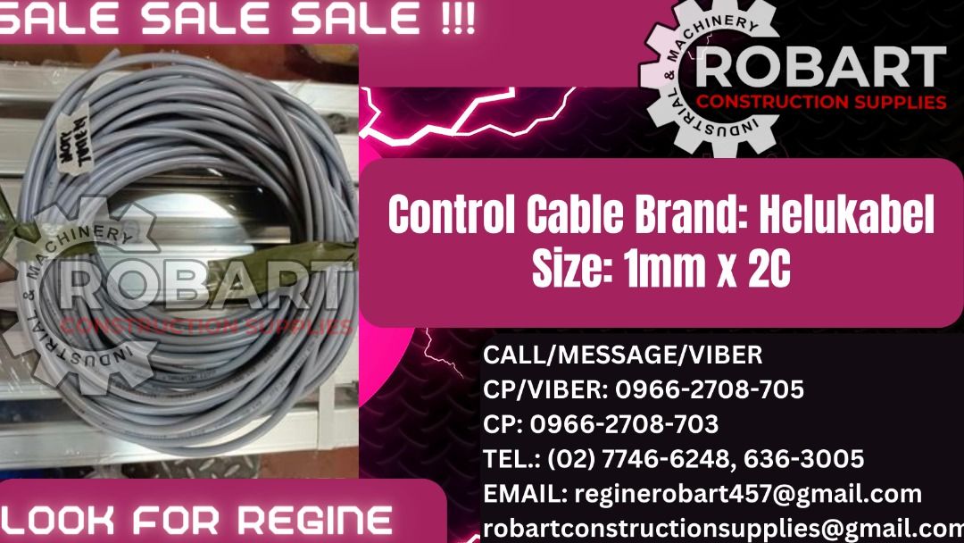 Control Cable Brand: Helukabel Size: 1mm x 2C (Category: Construction Tools & Equipment) located in Manila. Submitted by robartregine (Listing ID 1310689837, Image 1). Description: Control Cable Brand: Helukabel Size: 1mm x 2C FOR INQUIRES: REGINE ROBART 𝑹𝑶𝑩𝑨𝑹𝑻 𝑪𝑶𝑵𝑺𝑻𝑹𝑼𝑪𝑻𝑰𝑶𝑵 𝑺𝑼𝑷𝑷𝑳𝑰𝑬𝑺 #RobartConstructionSupplies #robartph #constructionmaterials #industrialsupply Office Address: 1405 Yuseco St. Sta Cruz Manila SEND US MESSA