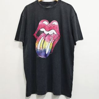 Cotton On - Rolling Stones Lip Multicolor - Acid Wash T-shirt - Crewneck Short Sleeve -Top Casual