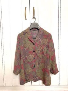 Floral Longsleeve Blouse - Vintage Y2K Harajuku Korean 70s Blazer / Blouse