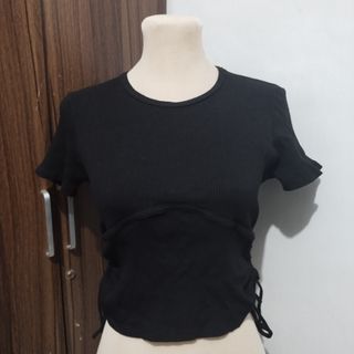 Forever21 Black Crop Top with Side Ruching