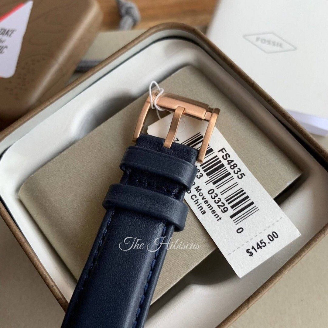 Fossil Original Grant Chronograph Navy Leather Watch FS4835 Men s Fashion Watches Accessories Watches on Carousell
