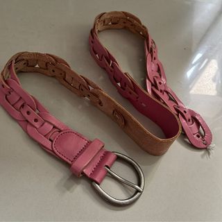 Genuine Leather Pink Belt