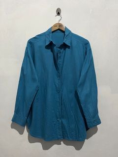 GU by Uniqlo (Cotton Linen + Rayon) Button Down Polo Long Sleeves