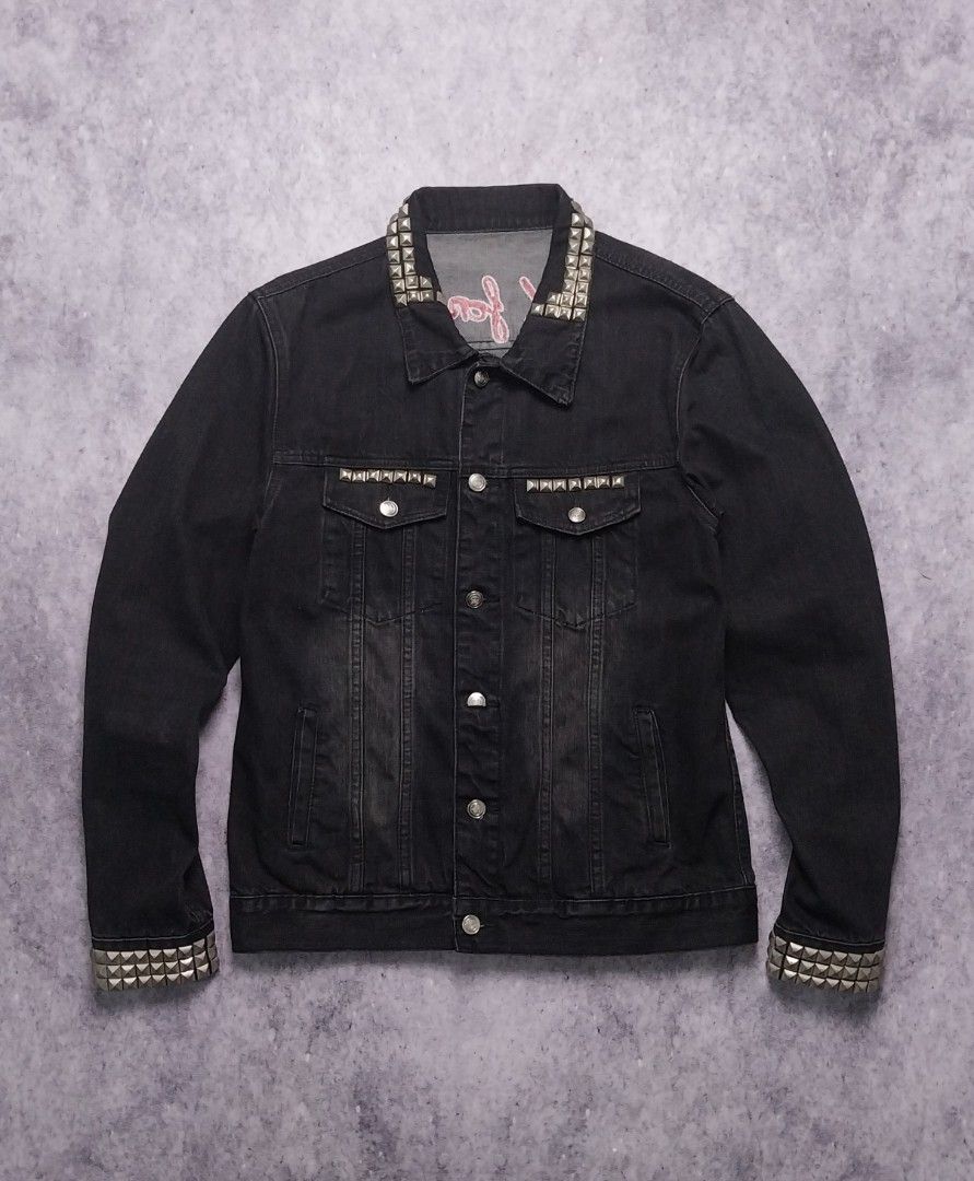 GUCCI DENIM JACKET BLIND FOR LOVE STUDDED BLACK NOT FENDI LOUIS