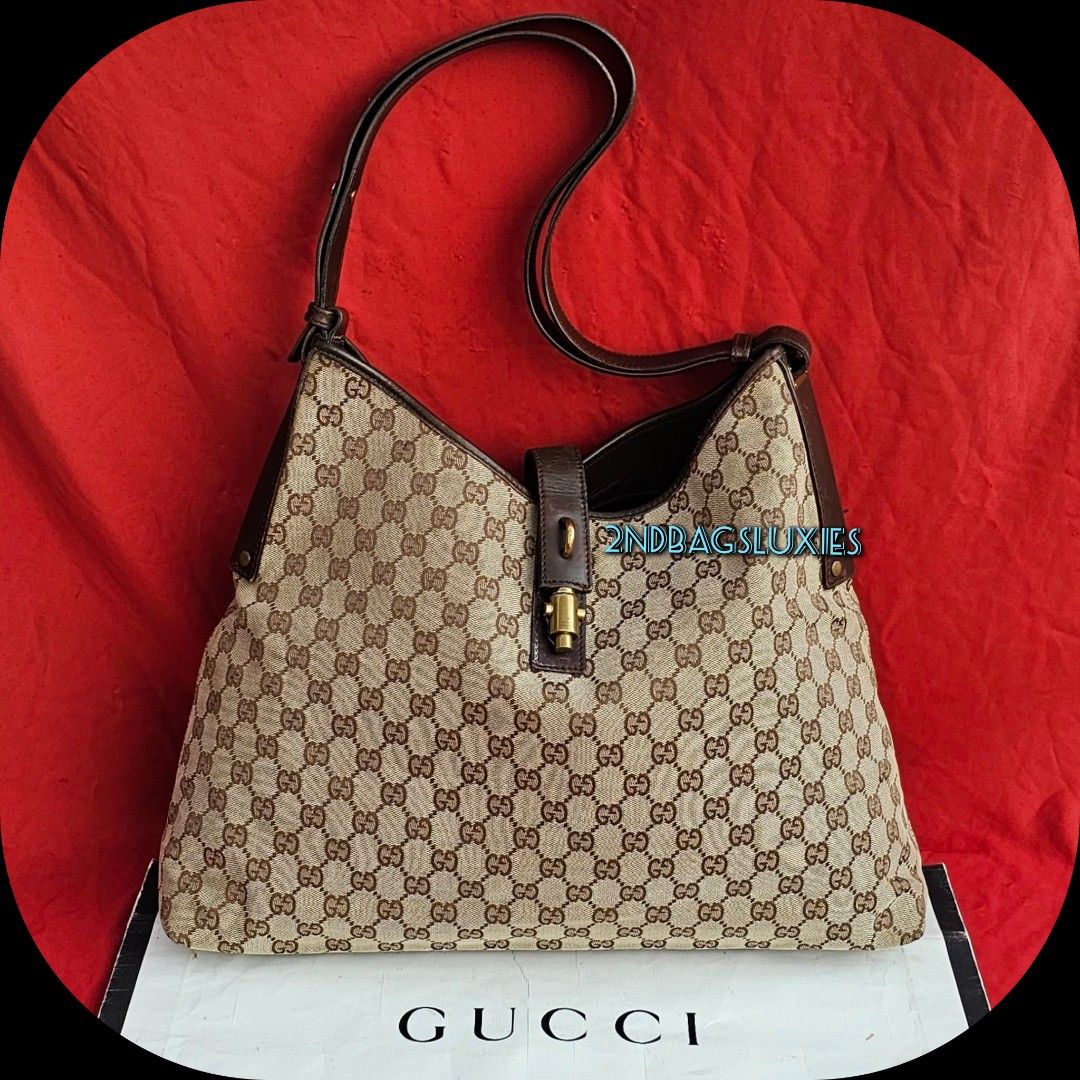 Gucci GG Canvas Jackie Large Shopper Weekender Tote Shoulder Bag Luxury Bags Wallets on Carousell
