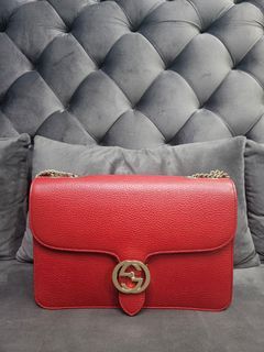 Gucci Interlocking G Red Leather Chain Bag