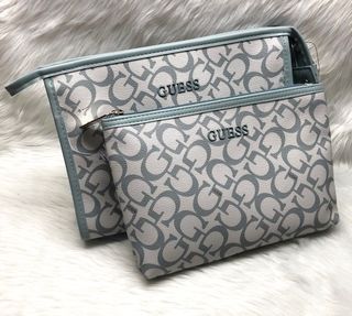 Guess 2-piece Travel Cosmetic Multi-purpose Pouch SET. Color Green