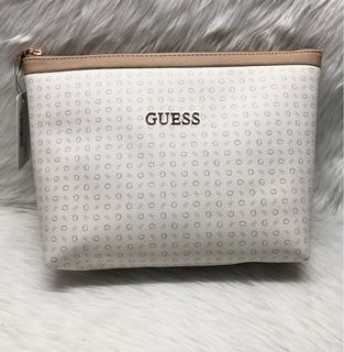 Guess Travel Cosmetic Multi-purpose Pouch. Color White Taupe