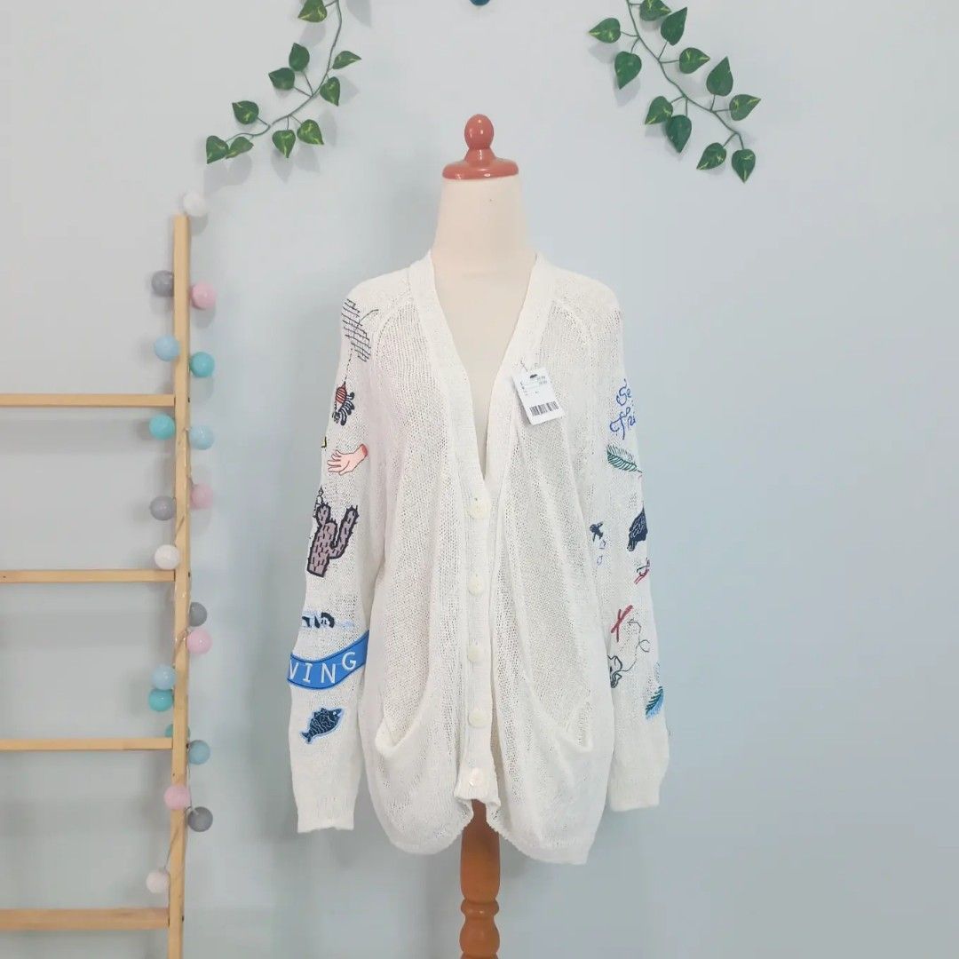 ‼️HARGA NETT‼️ Cardigan Rajut Jaring Motif Pattern Patchwork Lucu Lucu ...