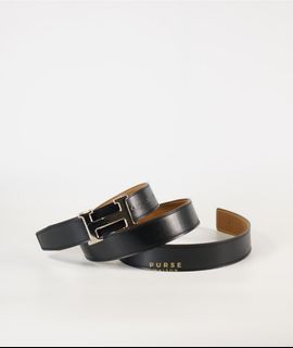 Hermes Constance Belt Palladium Buckle H & Reversible Leather Strap (Gold/Noir) (95)