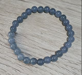 HQ Icy Skyblue Jadeite Bead Bracelet