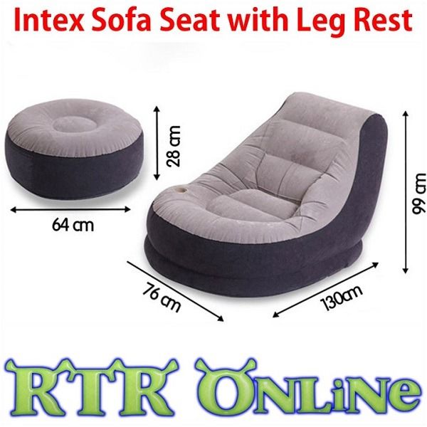 Intex Inflatable Sofa Seat with free Ottoman Leg Rest *** Electric Pump ...