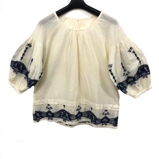 Japanese Artisans Organic  Intricate Embroidery Cream White Tops