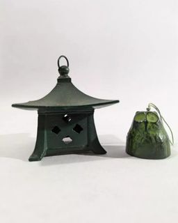 Japanese Iron Furin Wind Chime Tetsurin Vtg Green String Iwate Nanbu Owl