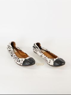 Lanvin Ballerine Cap-toe en Veau in Black/White Calfskin Size 38.5 (25cm)