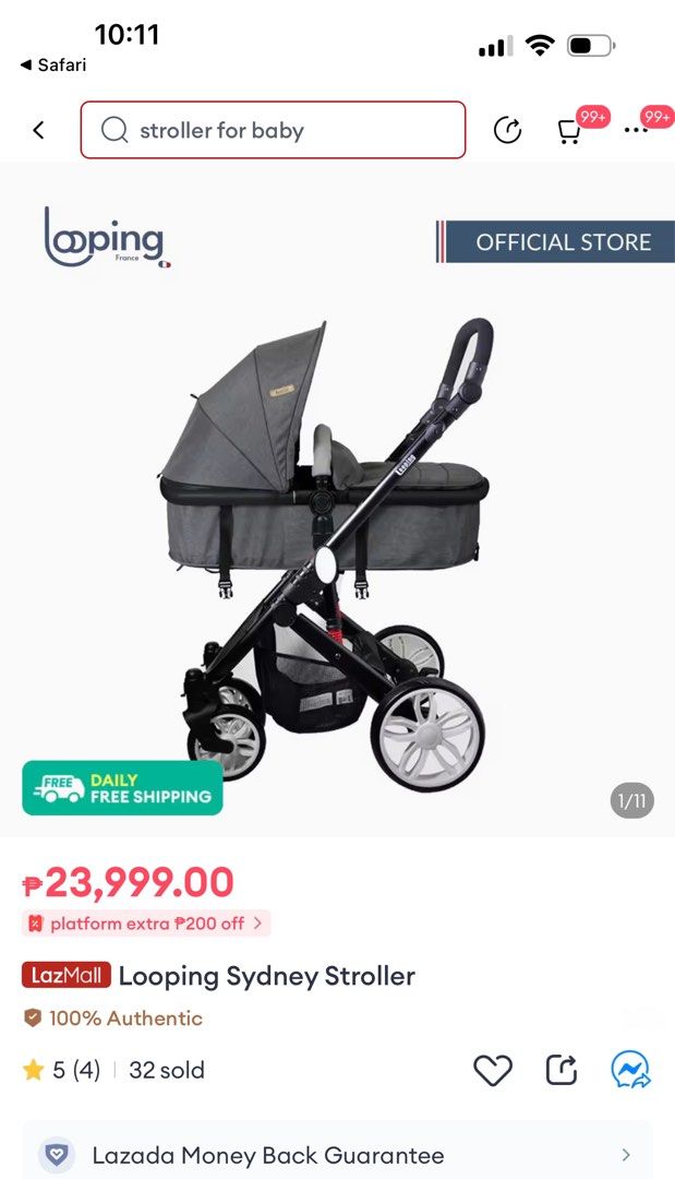 Looping Sydney Stroller - Black Frame - EUC Lightly Used (Category: Strollers) located in Makati City. Submitted by jcaf22 (Listing ID 1310643371, Image 2). Description: Baby is only 10 months, lightly used stroller. Baby prefers to be on his carrier. RFS: Planning to buy a travel stroller instead. Retails for 23K, selling for 8K less. THE REVERSIBLE AND RECLINABLE PRAM COT Suitable for Newborn 0 months up to Toddler 20kgs Lightweight Travel Syst