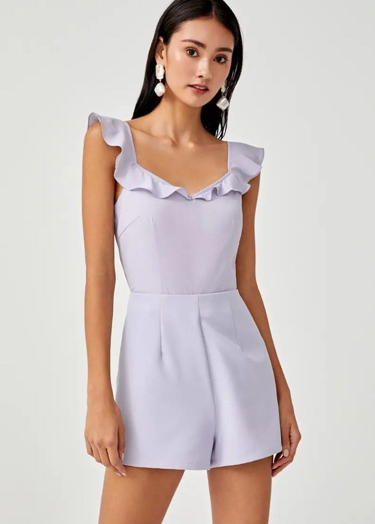 Love Bonito Sorielle Padded Ruffle Tie Back Romper, Women's