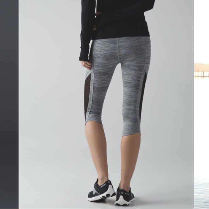 LULULEMON Sun Runner Crop Space Dye Camo Seal Grey Deep Coal Black Size 4 Women s Fashion Activewear on Carousell
