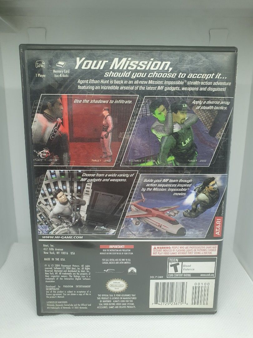 Mission Impossible (Nintendo Gamecube) (Category: Nintendo) located in Quezon City. Submitted by itemsforadoption (Listing ID 1310710350, Image 2). Description: Rfs: Its 2024! Happy New Year! Hoping you have a good year ahead of you! If you have questions feel free to send a message. Though I'll most likely be able to reply from 10am to 8pm. Please be patient and understanding. Decluttering games and items that I've picked up or for friends and f