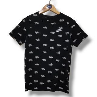 NIKE Aop Logo With Embroid Swoosh Cotton Black Tshirt