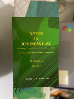 Noted in Business Law (RFBT) CPA Reviewer Volume 1- Soriano (2023 ed)