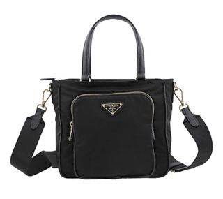 💯ORIGINAL PRADA Tessuto Nylon Saffiano Leather Shopping Tote Bag