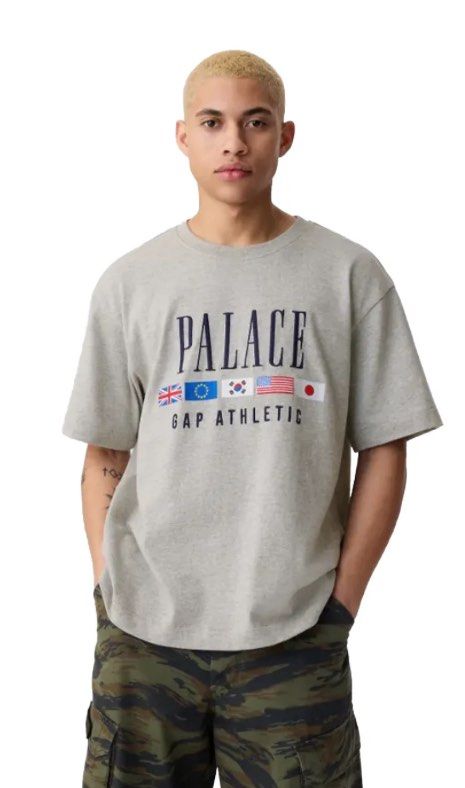Palace x GAP Heavy Jersey Tee Size L (White & Grey), Men's Fashion