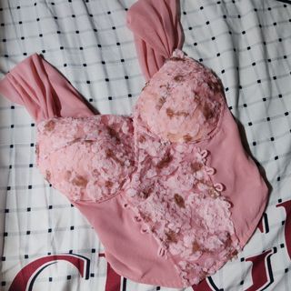 pink corset inspired top.