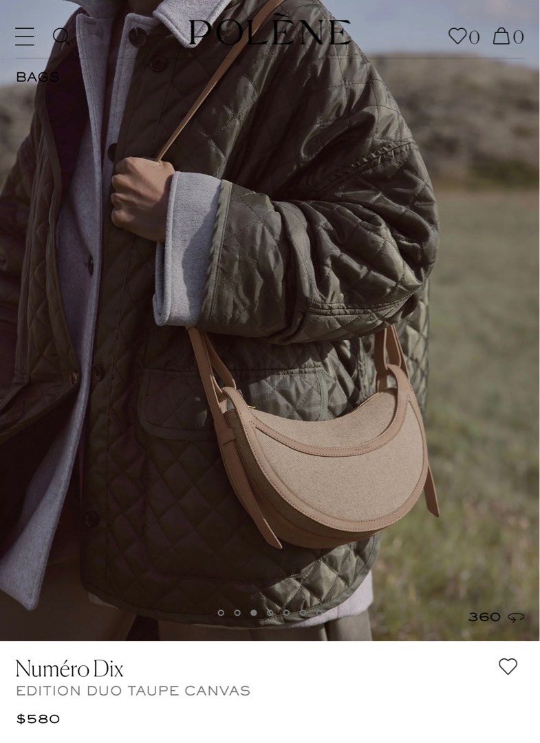 Polene numero Dix bag (TAUPE CANVAS) (Category: Luxury Bags & Wallets) located in Binan City. Submitted by lushlifeph (Listing ID 1310794464, Image 2). Description: Rfs my sister can’t fit much inside the bag Bought around May 2023 (before their quality went down) Used once and no flaws Materials and sizing - Certified Italian full grain smooth calf leather. - Dimensions: 24 x 20 x 7.5 cm. Weight: 386 g. Comes with two adjustable straps. A long s